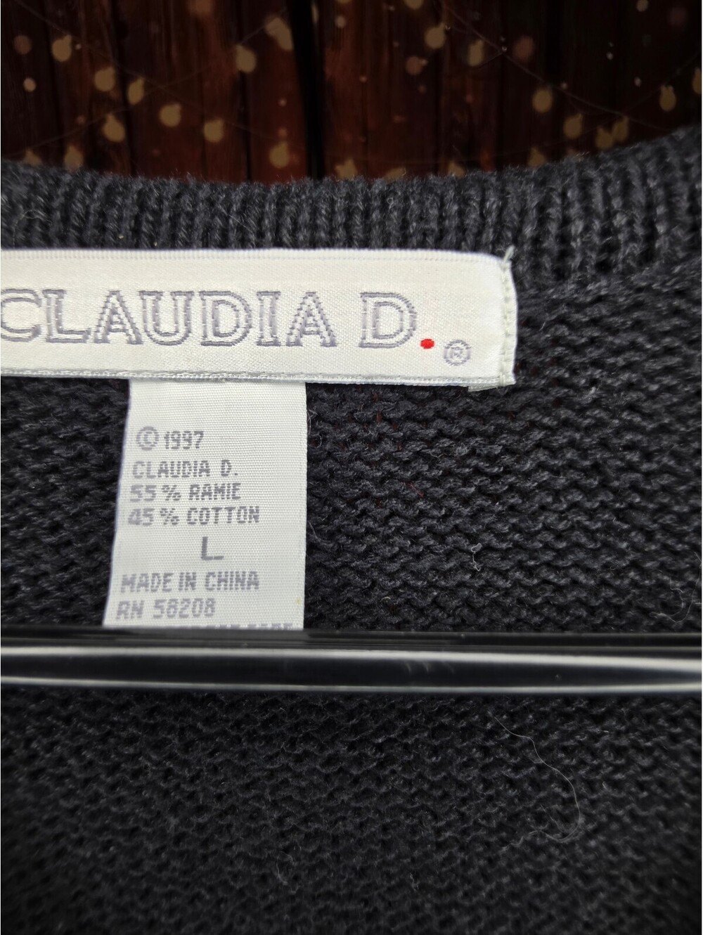 Claudia D. Embellished Black Knit Vest, Size Large - Picture 2 of 3